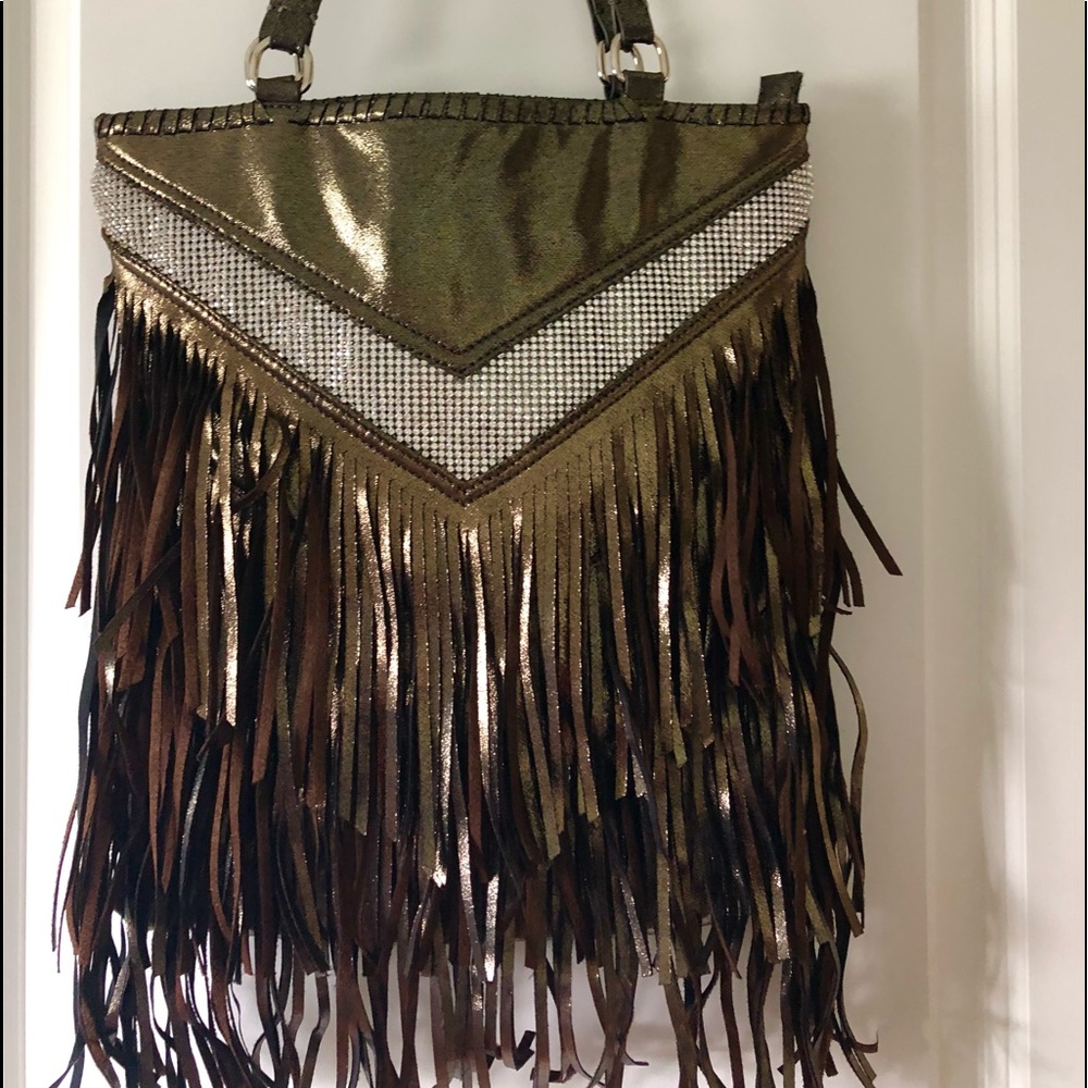 New Charming Charlie Rhinestone Fringe Handbag